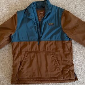 L.L. Bean Teal and Brown Half-Zip Pullover Anorak
